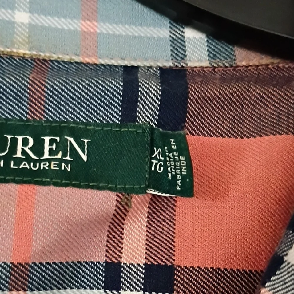 Ralph Lauren Women's Plaid Oxford Button Down Shirt, XL - Picture 7 of 10
